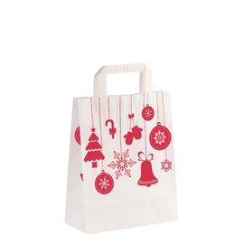 Papiertragetaschen Weihnachtsschmuck 22x10,5x28cm / 70g / weiß / mit Flachhenkel (KTN=250 STÜCK) Produktbild