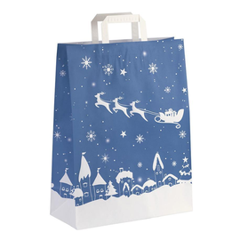 Papiertragetaschen Schlitten 32x14x42cm / 80g / weiß / mit Flachhenkel (KTN=250 STÜCK) Produktbild