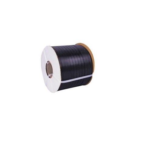 PP Umreifungsband schwarz 12,7 x 0,6mm / Kern: 63mm geprägt, gewaffelt (RLL=500 METER) Produktbild Front View L