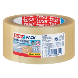 Klebeband Tesapack 4124 ultra strong 50mmx66m farblos PVC leise abrollbar Tesa 57176-00000-08 extrem reißfest Produktbild