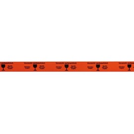 PP Klebeband orange mit Warndruck 50mm x 66m / "Vorsicht zerbrechlich" 32µ / Acrylat (RLL=66 METER) Produktbild