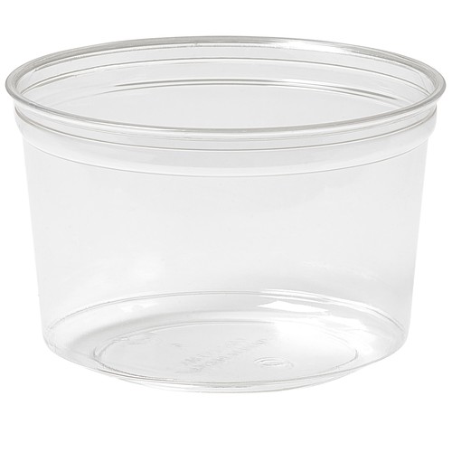 rPET Runddose Deli-Schale Crystal ecoecho Ø 116x75mm 500ml transparent (PACK=35 STÜCK) Produktbild Front View L