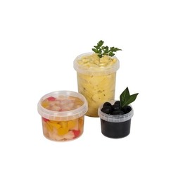 PP Runddose mit Originalitätsverschluß und Deckel Ø95x60,5mm 280ml transparent (KTN=490 STÜCK) Produktbild