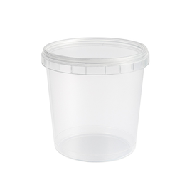 PP Runddose mit Originalitätsverschluß und Deckel Ø95x116mm 520ml transparent (KTN=430 STÜCK) Produktbild