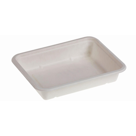 Bagasse Siegelschale ungeteilt / 227x178x43mm / Bio laminiert / weiß (KTN=250 STÜCK) Produktbild