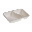 Bagasse Siegelschale 2-geteilt / 227x178x45mm / Bio laminiert / weiß (KTN=250 STÜCK) Produktbild