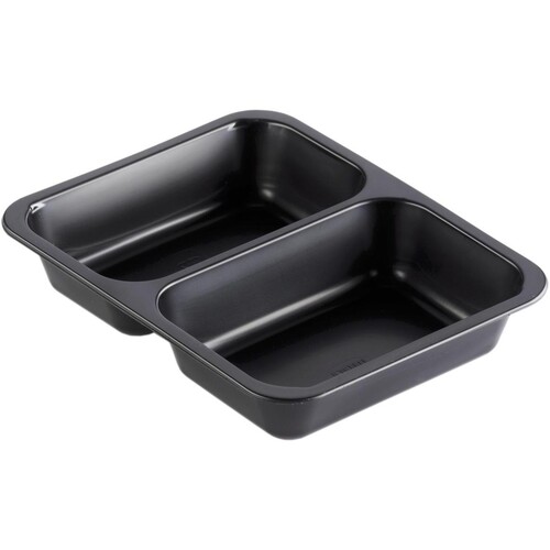 PP Siegelschale / 2-geteilt 227x178x40mm / 550/480ml / schwarz (KTN=216 STÜCK) Produktbild Front View L