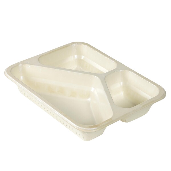 Zellulose Siegelschale / 3-geteilt 227x178x45mm / 500/250/190ml / natur (KTN=220 STÜCK) Produktbild Front View XL