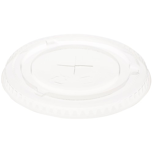 rPET Flachdeckel mit Kreuzschlitz für Crystal Glas ecoecho 270/360ml transparent (PACK=60 STÜCK) Produktbild Front View L