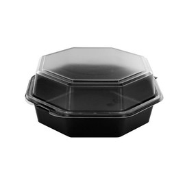 PS Salatschalen mit Klappdeckel Octaview 190x190x80mm / 850ml / schwarz-transparent / Duni 127801 (KTN=270 STÜCK) Produktbild