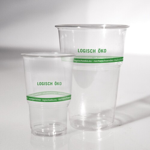 PLA Ausschankbecher 0,2l / Design LOGISCH ÖKO klar (PACK=70 STÜCK) Produktbild Front View L
