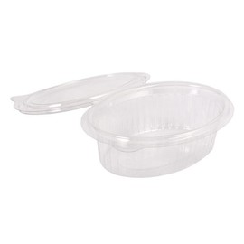 PET Salatschalen oval mit Klappdeckel 150x110x45mm / 250ml / transparent (PACK=100 STÜCK) Produktbild