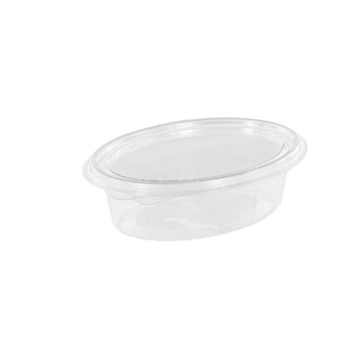 PET Salatschalen oval mit Klappdeckel 150x110x45mm / 250ml / transparent (PACK=100 STÜCK) Produktbild Additional View 1 L
