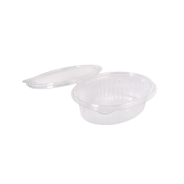 PET Salatschalen oval mit Klappdeckel 144x115x50mm / 375ml / transparent / 2110-161 (PACK=50 STÜCK) Produktbild