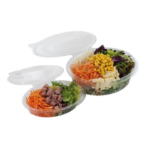 PET Salatschalen oval mit Klappdeckel 144x115x50mm / 375ml / transparent / 2110-161 (PACK=50 STÜCK) Produktbild Additional View 2 L