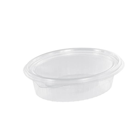 PET Salatschalen oval mit Klappdeckel 144x115x50mm / 375ml / transparent / 2110-161 (PACK=50 STÜCK) Produktbild