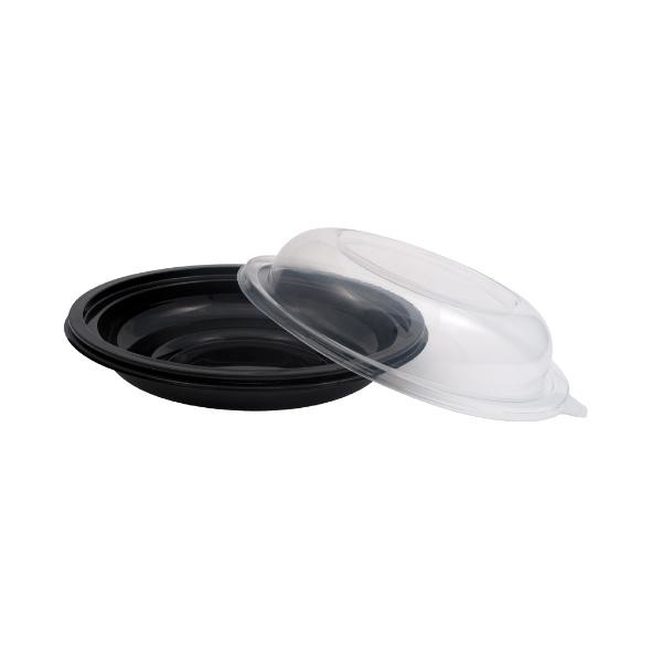 PET Salatschalen UFO mit Deckel 225x450mm / 750ml / schwarz- transparent / 2140-245 (KTN=100 STÜCK) Produktbild Additional View 3 XL