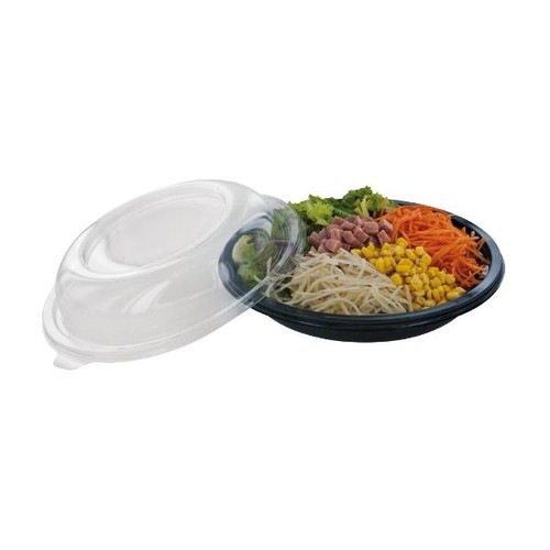 PET Salatschalen UFO mit Deckel 225x450mm / 750ml / schwarz- transparent / 2140-245 (KTN=100 STÜCK) Produktbild Additional View 2 L