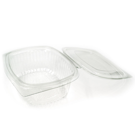 rPET Salatschalen oval mit Klappdeckel 124x150x55mm  / 500ml / transparent / mit abgeschrägten Kanten (PACK=50 STÜCK) Produktbild
