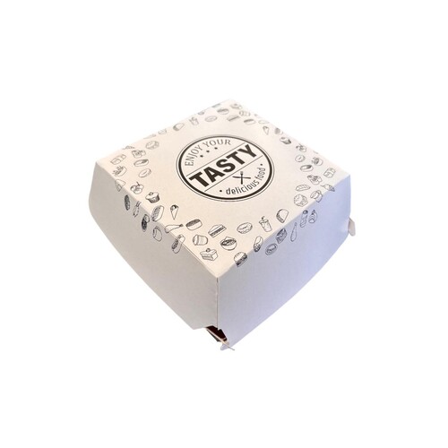 Burgerbox weiß 115x115x70mm / Tasty (PACK=100 STÜCK) Produktbild Front View L
