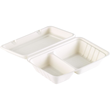 Bagasse Menüschale 2-geteilt / 241x163x65mm / 470+300ml / weiß / ecoecho (PACK=50 STÜCK) Produktbild