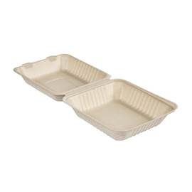 Bagasse Menüschale ungeteilt / 225x201x85mm / 1000ml / braun (PACK=50 STÜCK) Produktbild