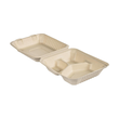 Bagasse Menüschale 3-geteilt / 225x201x85mm / 300+70+60ml / braun / ecoecho (PACK=50 STÜCK) Produktbild