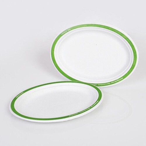 Teller Chinet oval 26x19cm Design LOGISCH ÖKO weiß (PACK=140 STÜCK) Produktbild Front View L
