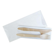 Holz Besteckset 3-teilig / Gabel, Messer, Serviette in Papierhülle (KTN=100 STÜCK) Produktbild