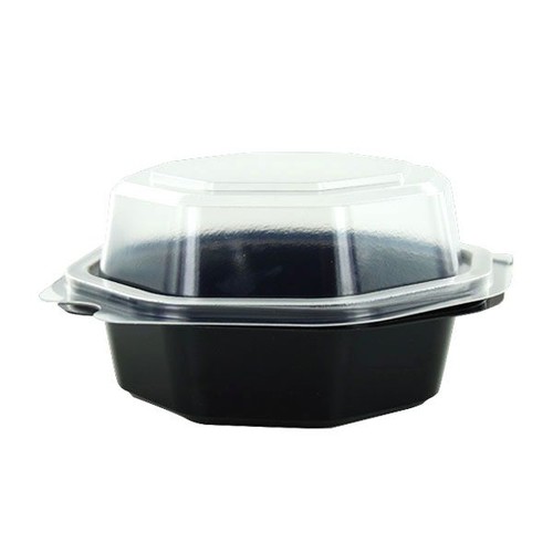 PS Salatschalen mit Klappdeckel Octaview 190x190x60mm / 640ml / schwarz-transparent / Duni 127800 (PACK=270 STÜCK) Produktbild Additional View 2 L