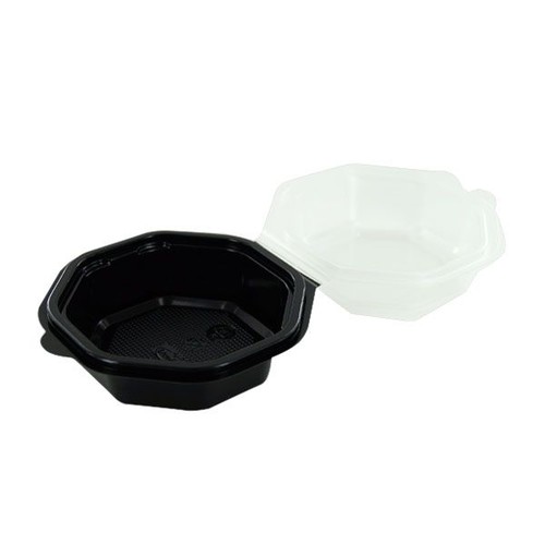 PS Salatschalen mit Klappdeckel Octaview 190x190x60mm / 640ml / schwarz-transparent / Duni 127800 (PACK=270 STÜCK) Produktbild Additional View 4 L