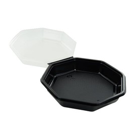 PS Salatschalen mit Klappdeckel Octaview 118x118x60mm / 200ml / schwarz-transparent / Duni 866013 (PACK=375 STÜCK) Produktbild