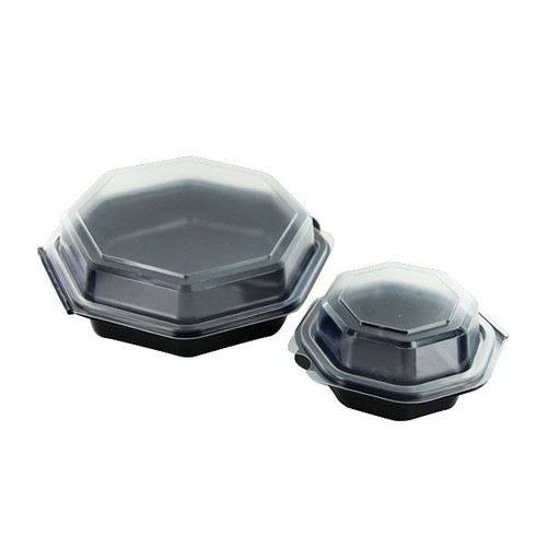 PS Salatschalen mit Klappdeckel Octaview 118x118x60mm / 200ml / schwarz-transparent / Duni 866013 (PACK=375 STÜCK) Produktbild Additional View 1 L