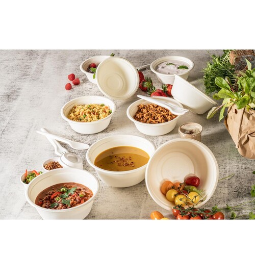 Bowl / Holzfaser / weiß / 500ml rund / Ø 150mm / 60mm 100% biologisch abbaubar 
und kompostierbar (PACK=50 STÜCK) Produktbild Additional View 3 L