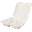 Menüschale / Holzfaser / weiß 2-geteilt / XL 245x245x75mm 100% biologisch abbaubar 
und kompostier (PACK=50 STÜCK) Produktbild