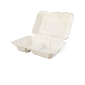 Burgerbox / Holzfaser / weiß 2-geteilt / XL 235x165x75mm 100% biologisch abbaubar 
und kompostier (PACK=50 STÜCK) Produktbild