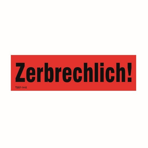 PE Warnetikett Typ W5 140x40mm mit Druck "Zerbrechlich" (1Rll=1000St) (RLL=1000 STÜCK) Produktbild Front View L