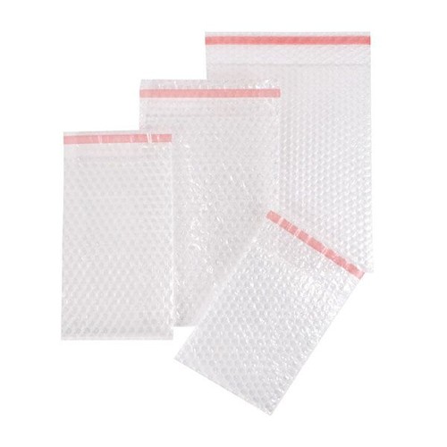 LDPE Luftpolsterbeutel transparent 200 x 200 + 50mm Klappe / 80µ / 3-lagig mit Selbstklebeverschluss (KTN=700 STÜCK) Produktbild