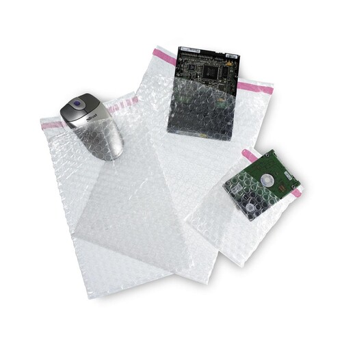 LDPE Luftpolsterbeutel transparent ECO / 100 x 165mm + 50mm Klappe / 80µ
 3-lagig / mit Selbstklebeverschluss (KTN=1700 STÜCK) Produktbild Additional View 3 L