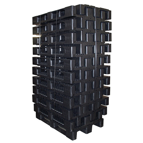 HDPE Reinraumpalette schwarz 80 x 120 x 16,3cm / mit Sicherungsrand aus Regenerat Produktbild Additional View 6 L