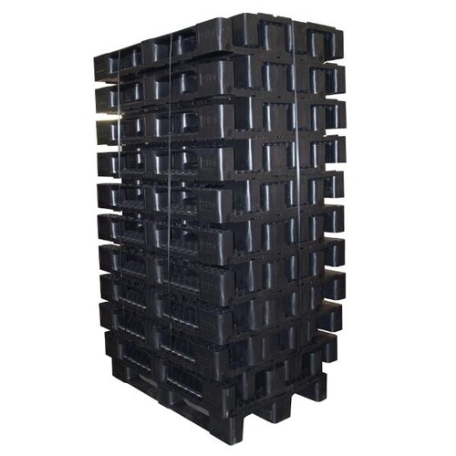 HDPE Reinraumpalette schwarz 80 x 120 x 16,3cm / mit Sicherungsrand aus Regenerat Produktbild Additional View 2 L