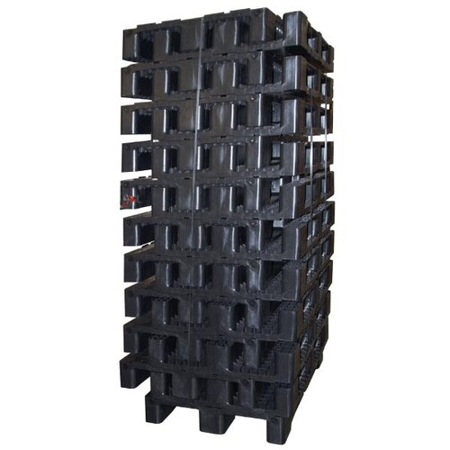 HDPE Reinraumpalette schwarz 80 x 120 x 16,3cm / mit Sicherungsrand aus Regenerat Produktbild Additional View 4 L