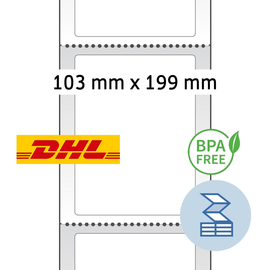 Thermodirekt Etikett weiß 103 x 199mm gefalzt / DHL-kompatibel (PACK=1100 STÜCK) Produktbild