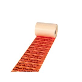 Etikett mit Warndruck leuchtrot 50 x 150mm / "Nicht stapelbar" 1-farbig schwarz bedruckt (RLL=1000 STÜCK) Produktbild