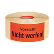 Etikett mit Warndruck leuchtrot 70 x 145mm / "Vorsicht nicht werfen!" 1-farbig schwarz bedruckt (RLL=1000 STÜCK) Produktbild Additional View 1 S