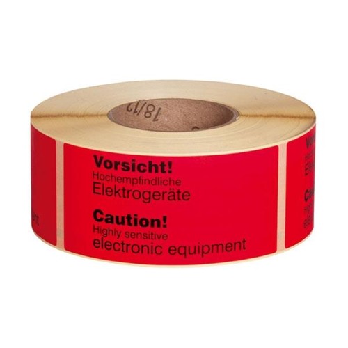 Etikett leuchrot mit Warndruck 145 x 70mm / "Hochempfindliche Elekt..." (RLL=1000 STÜCK) Produktbild Additional View 1 L