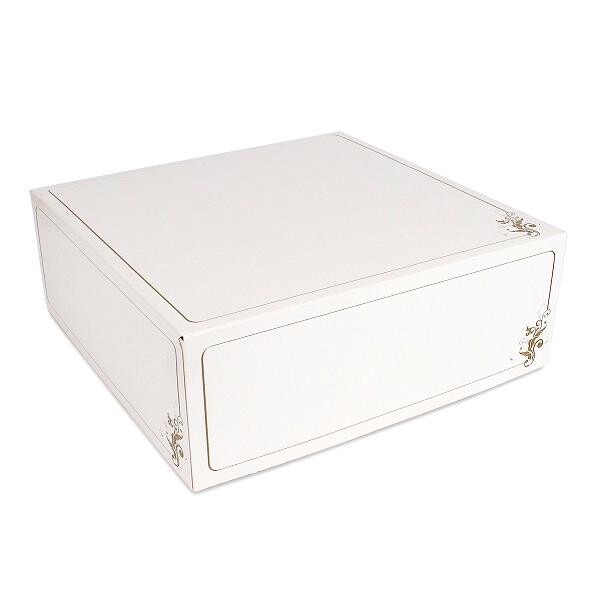 Tortenkarton Neutraldruck 1-teilig 32x32x11cm weiß Dekor (PACK=60 STÜCK) Produktbild Front View XL