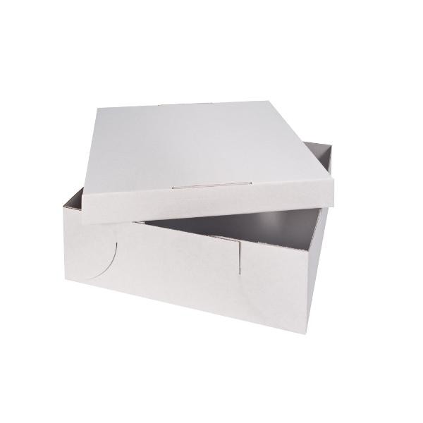 Tortenkarton 2-teilig Boden und Deckel 32x32x12cm weiß (PACK=25 STÜCK) Produktbild Front View XL