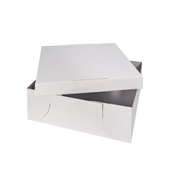 Tortenkarton 2-teilig Boden und Deckel 32x32x12cm weiß (PACK=50 STÜCK) Produktbild Front View XL