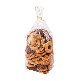 PP Bodenbeutel / 180x300mm / 30µ transparent / Motiv Goldsterne / 500g (PACK=100 STÜCK) Produktbild